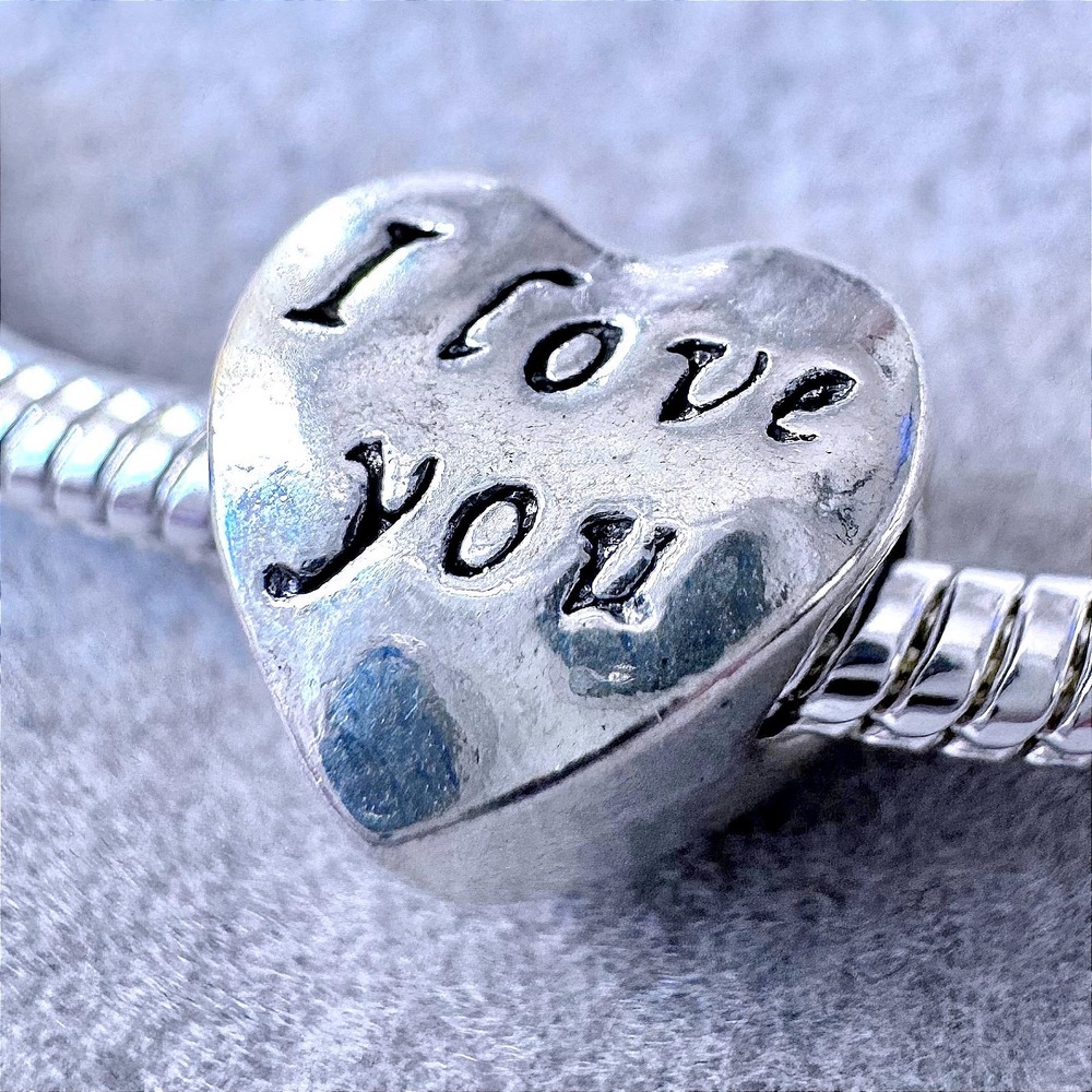 I Love You‎ Heart Charm Silver Bead for Bracelet fits PANDORA